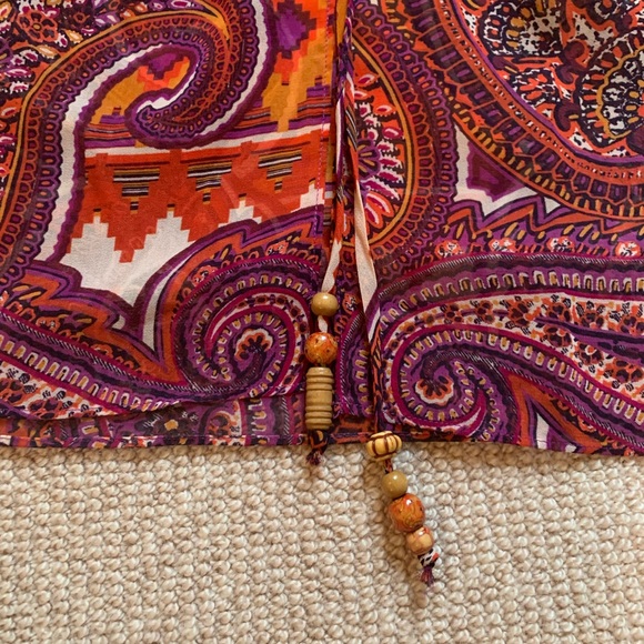 Chiffon Orange and Purple Tie Front Top - Picture 2 of 4